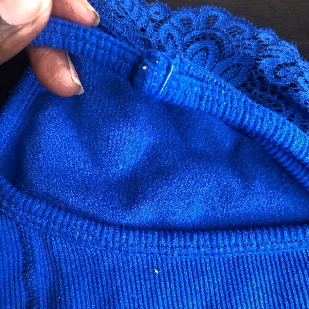 Auden royal blue lace top adjustable strap bralette, size medium - Picture 4 of 8